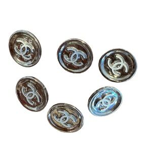 CHANEL Metallic Silver Button Set of 6